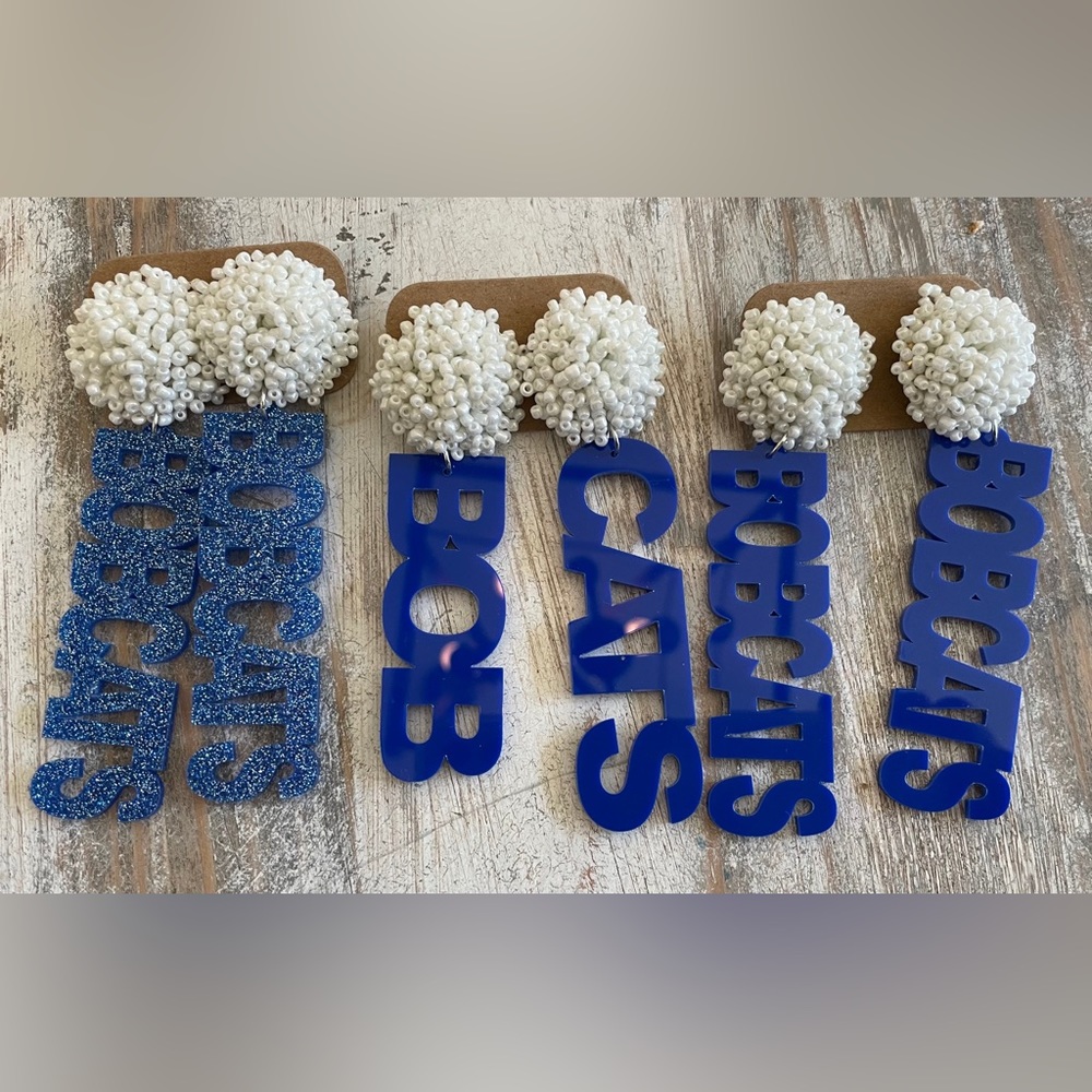 NEW! Bobcat Game Day Pom Pom Earrings